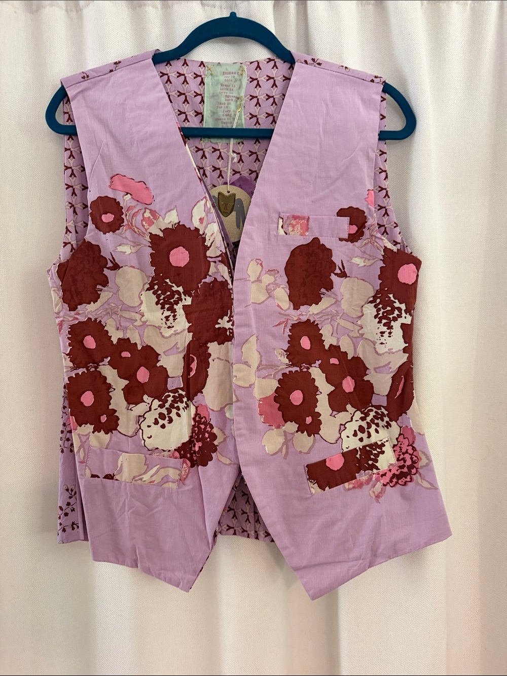 Lavender Floral Patchwork Sleeveless Vest - Women
